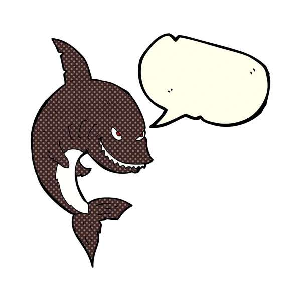 Funny cartoon shark with speech bubble — Stock Vector