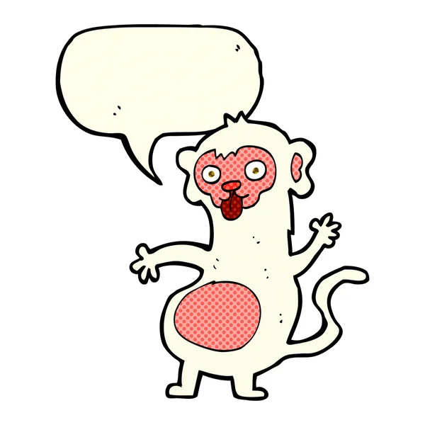 Divertido mono de dibujos animados con burbuja de habla — Vector de stock