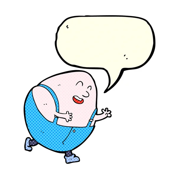 Cartoon humpty dumpty egg character with speech bubble — Stock Vector