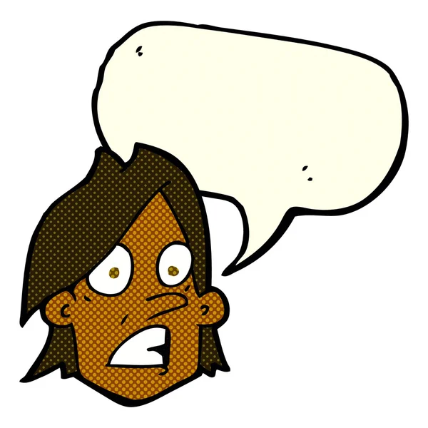 Cartoon bang gezicht met spraakzeepbel — Stockvector