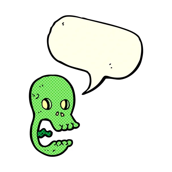 Srandovní kreslená lebka s bublinou řeči — Stockový vektor