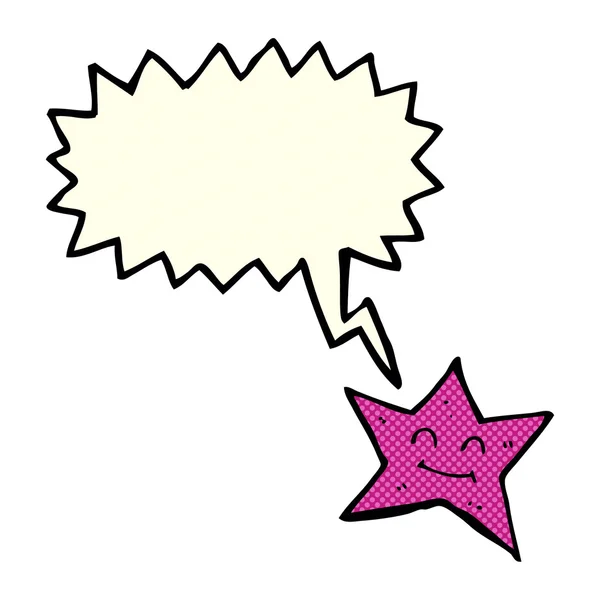 Cartoon ster karakter met spraakbel — Stockvector