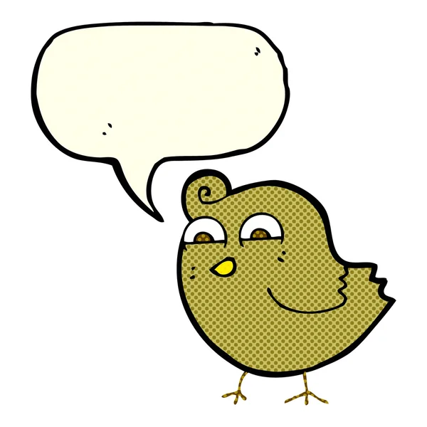 Cartoon rolig fågel med pratbubblan — Stock vektor