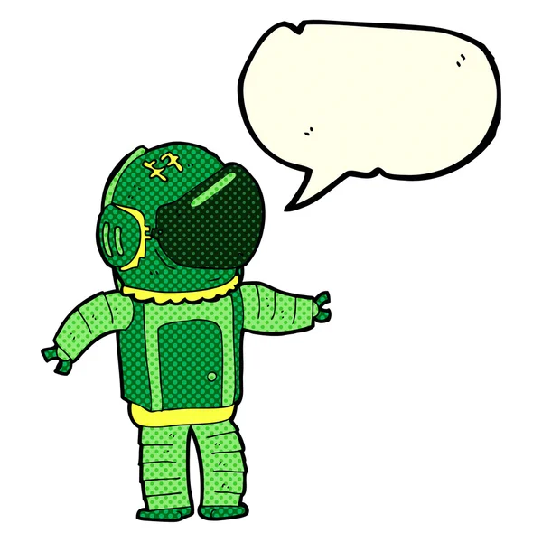 Cartoon astronaut with speech bubble — Stock Vector