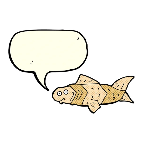 Мультяшна смішна риба з мовною бульбашкою — стоковий вектор