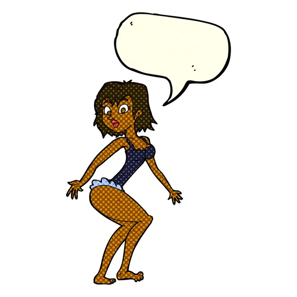 Femme dessin animé en lingerie avec bulle de parole — Image vectorielle