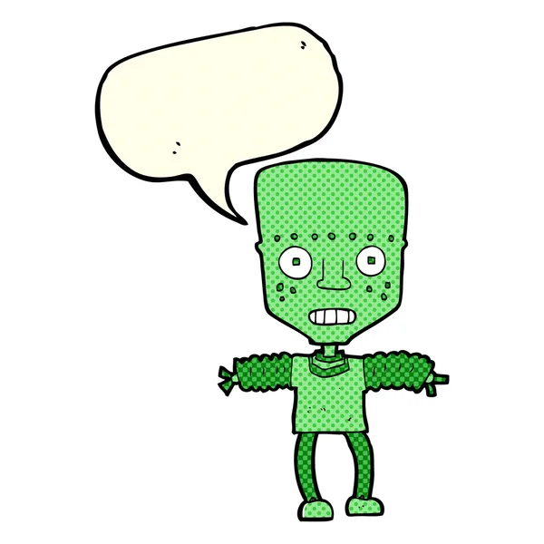 Robot de dibujos animados con burbuja de habla — Vector de stock