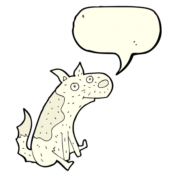 Dibujos animados perro sentado con burbuja del habla — Vector de stock