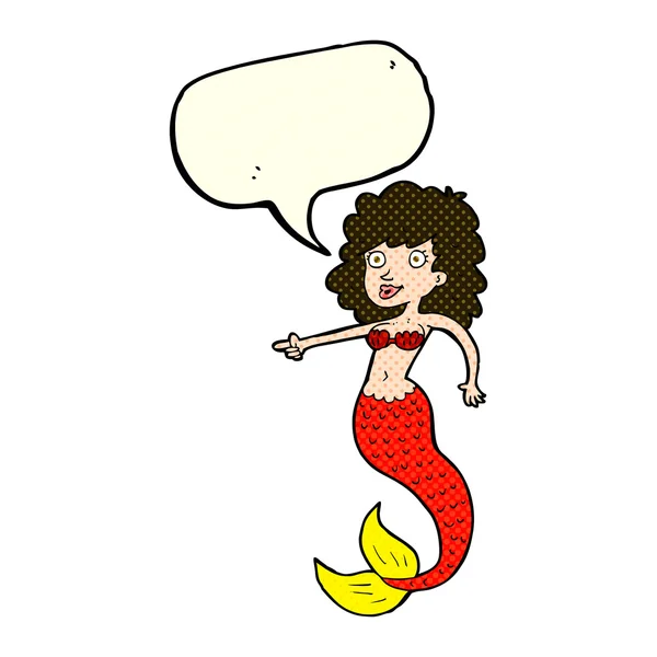 Cartoon mermaid with speech bubble — Stock Vector