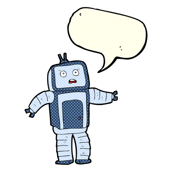 Rajzfilm vicces robot beszéd buborék — Stock Vector