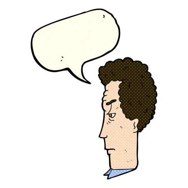 Cartoon annoyed man with speech bubble — Stock Vector