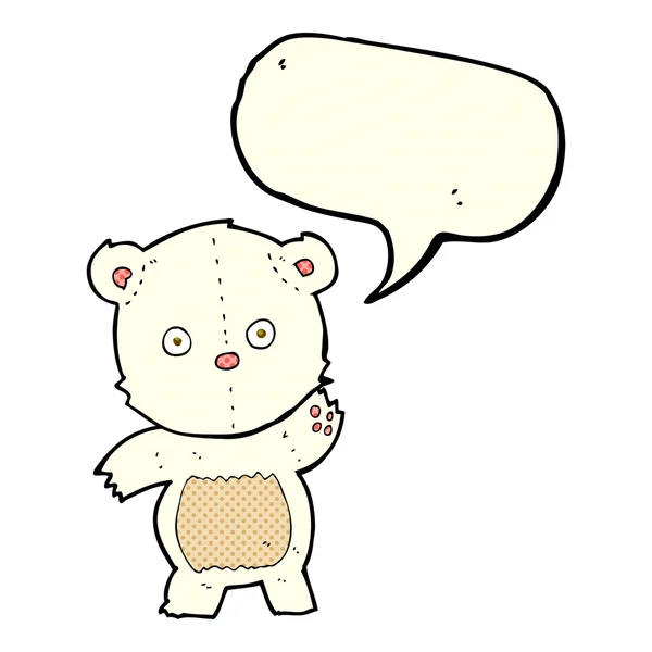 Netter Cartoon-Eisbär mit Sprechblase — Stockvektor