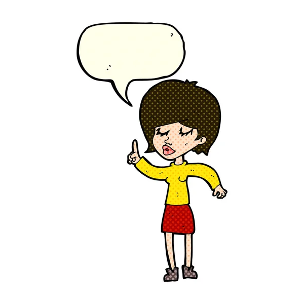 Cartoon woman with idea with speech bubble — Stock Vector