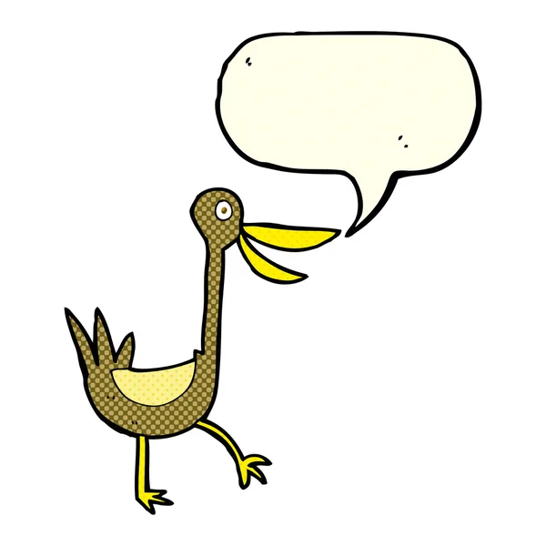 Lustige Cartoon-Ente mit Sprechblase — Stockvektor