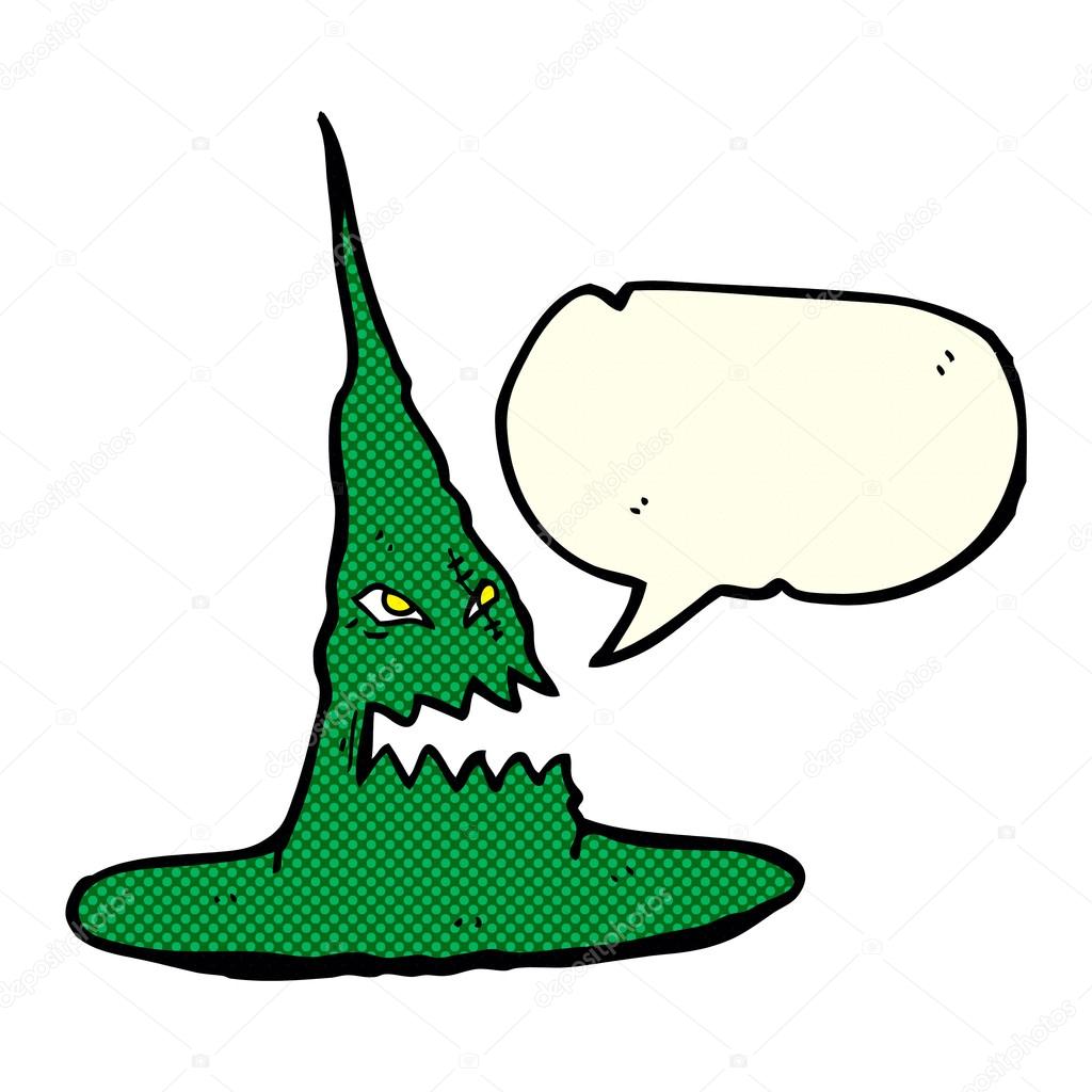 Cartoon spooky witches hat with speech bubble Stock Vector Image by