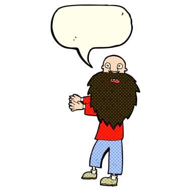 karikatür konuşma balonu ile yaşlı adam sakallı