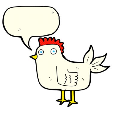 Konuşma baloncuklu çizgi film tavuğu