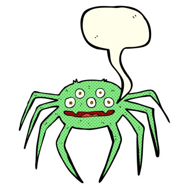 Halloween örümcek konuşma balonu ile çizgi film