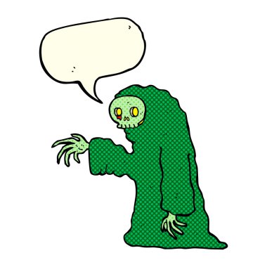 Konuşma baloncuklu tuhaf cadılar bayramı kostümü.