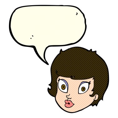 karikatür kadın yüzünü şaşırttı konuşma baloncuğuyla