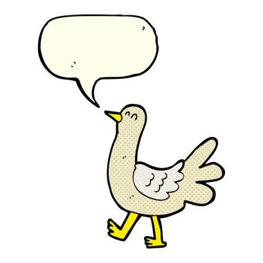 Konuşma baloncuklu yürüyen kuş.