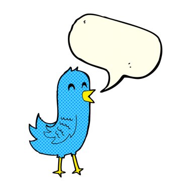 çizgi film mutlu kuş konuşma balonu ile