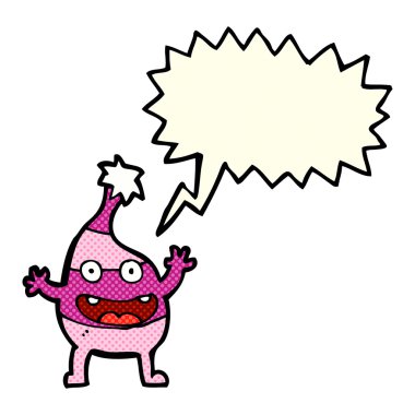 karikatür komik yaratık ile konuşma balonu