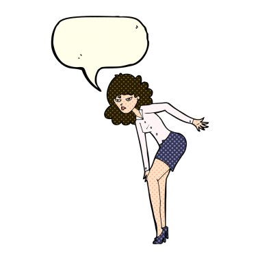 rahatsız kadın sürtünme diz konuşma balonu ile çizgi film