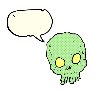 Konuşma baloncuklu garip kafatası