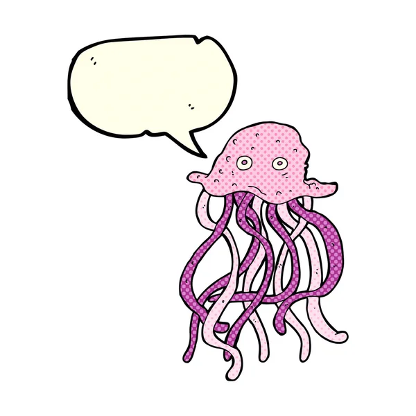 Pulpo de dibujos animados con burbuja del habla — Vector de stock