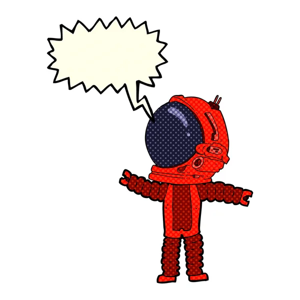 Cartoon astronaut with speech bubble — Stock Vector