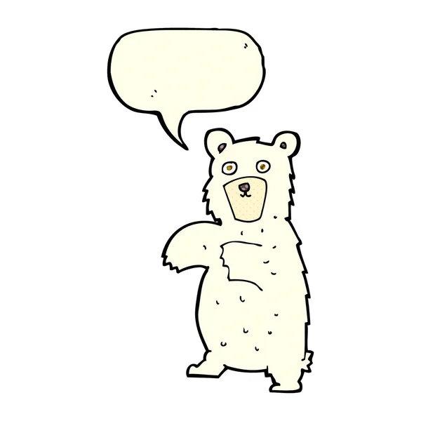 Мультяшний білий ведмідь з бульбашкою мовлення — стоковий вектор