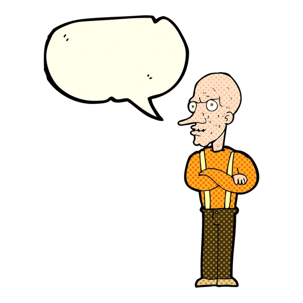 Dessin animé moyen vieil homme avec bulle de parole — Image vectorielle