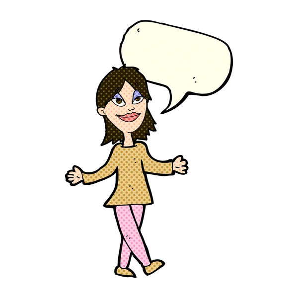 Kreslený žena bez obav s balónem — Stockový vektor