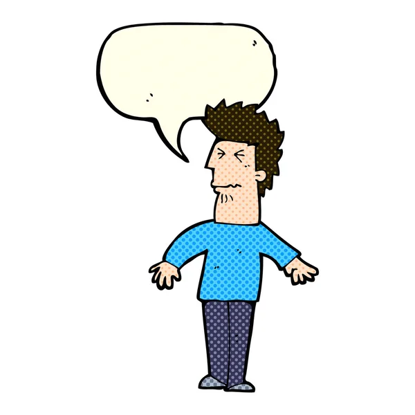 Γελοιογραφία τόνισε ο άνθρωπος με φούσκα ομιλία — Διανυσματικό Αρχείο