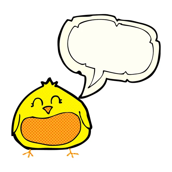 Dessin animé gros oiseau avec bulle de parole — Image vectorielle