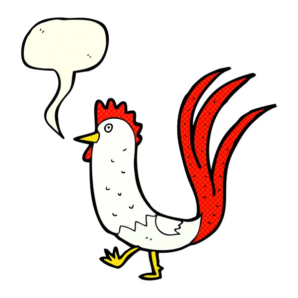 Gallo del fumetto con bolla vocale — Vettoriale Stock
