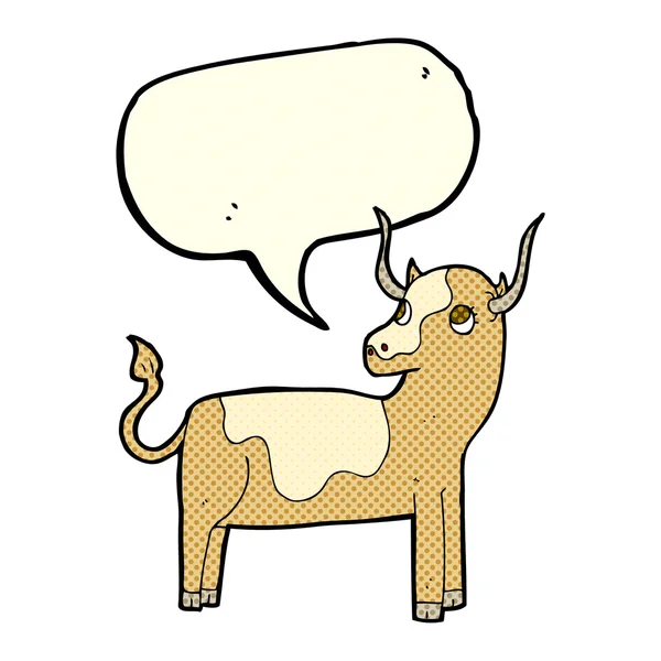 Vaca de dibujos animados con burbuja de habla — Vector de stock