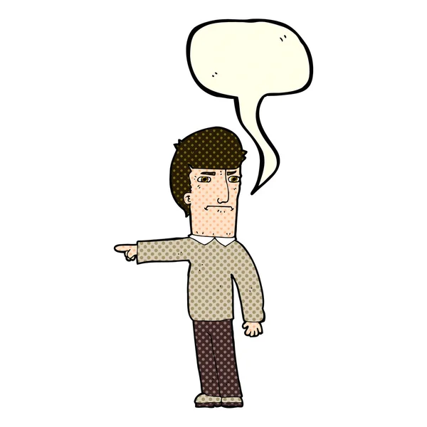Człowiek kreskówka wskazując z bańki mowy — Wektor stockowy