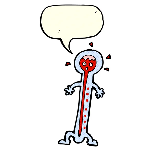 Thermomètre chaud de bande dessinée avec bulle de parole — Image vectorielle