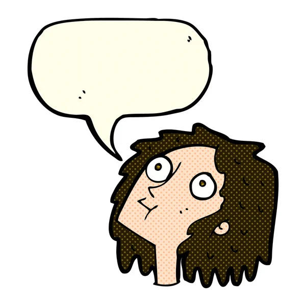 Karikatur starrt Frau mit Sprechblase an — Stockvektor