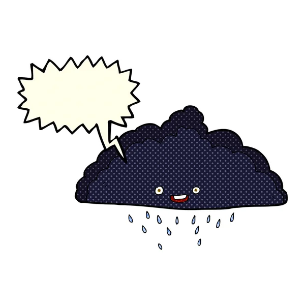 Nube de lluvia de dibujos animados con burbuja de habla — Vector de stock