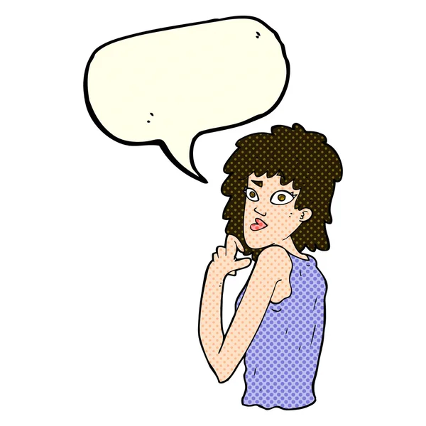 Dibujos animados mujer sorprendida con burbuja del habla — Archivo Imágenes Vectoriales
