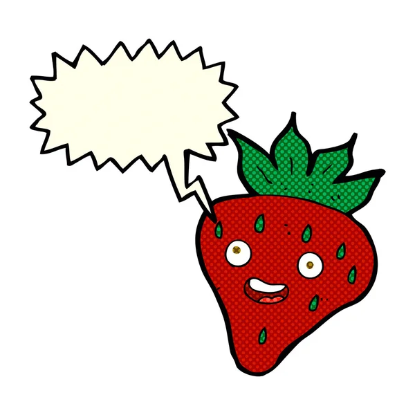 Kreslený šťastný jahody s balónem — Stockový vektor