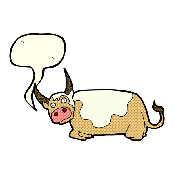 Toro de dibujos animados con burbuja de habla — Vector de stock