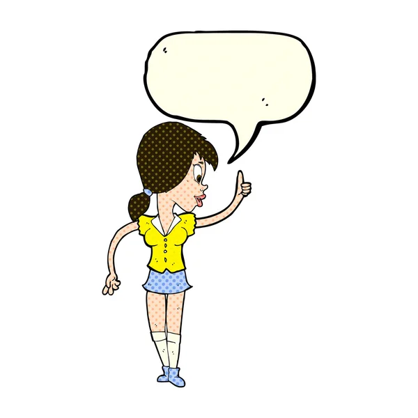 Gadis kartun dengan ide dengan gelembung pidato - Stok Vektor