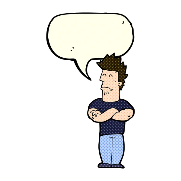 Dibujos animados hombre enfurruñado con burbuja de habla — Archivo Imágenes Vectoriales