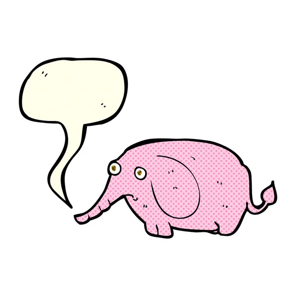 Tecknad ledsen liten elefant med tal bubbla — Stock vektor