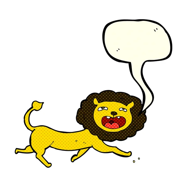 Cartoon leeuw met spraakbel — Stockvector