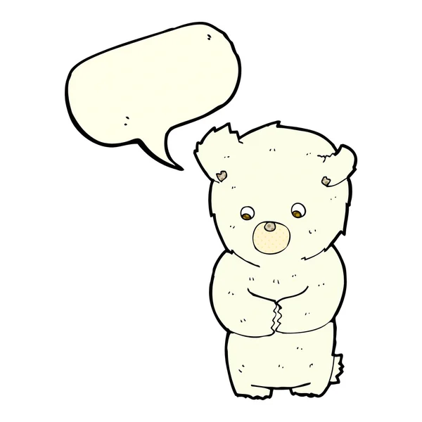 Sevimli çizgi kutup ayısı ile konuşma balonu — Stok Vektör
